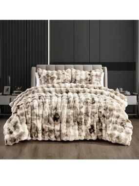 Plush Faux Fur Comforter Set in Cream and Brown - UnbrandedFredsure Faux Rabbit